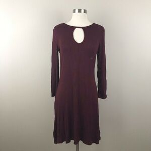 Soft & Sexy AEO Maroon Womens Small Knit Dress Long Sleeve NWT Keyhole Neck